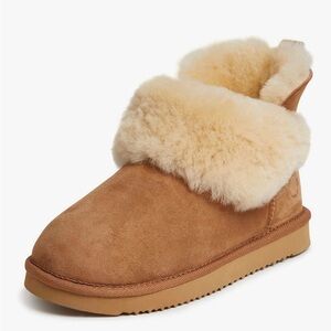 Dearfoams Women's Fireside Shearling Water Resistant Indoor/Outdoor Boot Slipper